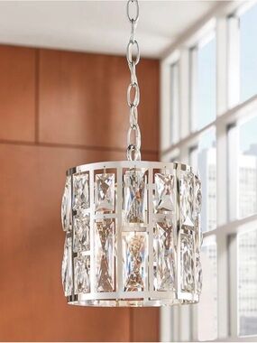 Chrome Glam Cylinder Crystal Chandelier